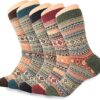 Womens Wool Socks 5 Pairs Winter Warm Socks Thick Knit Cabin Cozy Crew Soft Socks Gifts for Women