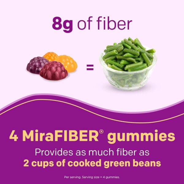 MiraFIBER Gummies | From The Gut Experts at MiraLAX | 8g of Daily Prebiotic Fiber with B Vitamins to Support Digestive Health and Metabolism | Fruit Flavored Fiber Gummies, 72 Count - Image 4