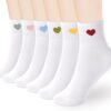 Women's Thin Cotton Socks, Soft Above Ankle Crew socks 6-Pairs Cute Fun Heart Novelty Socks (packed a Present box)