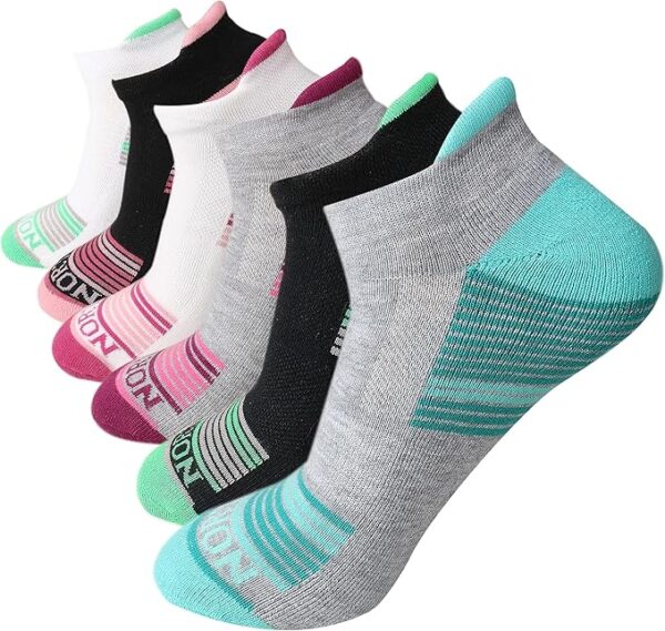 Compression Ankle Socks for Men & Women, Pack of 6, Athletic Cushioned Socks, Hiking, Running & Daily Wear, Size 7-10.