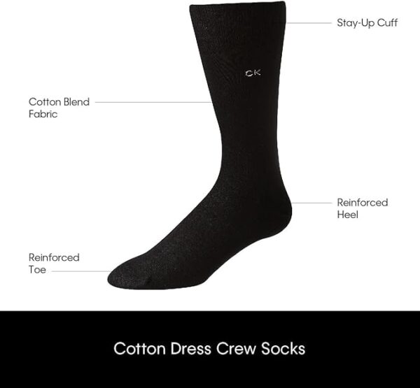 Calvin Klein Men's Dress Socks - Luxury Breathable Cotton Blend Crew (3 Pack) - Image 6