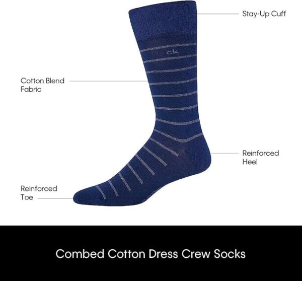 Calvin Klein Men's Dress Socks - Cotton Blend Crew Socks: Patterns and Solids (4 Pack) - Image 5