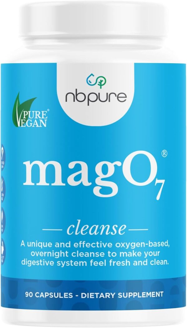 nbpure MagO7 - Natural Colon Cleanse & Detox - Occasional Constipation Relief, Stool Softening, & Bloating Support for Men & Women - Ozonated Magnesium Oxide, 90 Capsules