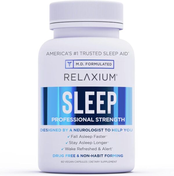 Relaxium Sleep Aid for Adults, Melatonin 5mg with Magnesium Glycinate, Sleep-Promoting Valerest & Ashwagandha, Non-Habit Forming Sleep Supplement, 60 Capsules, 30-Day Supply