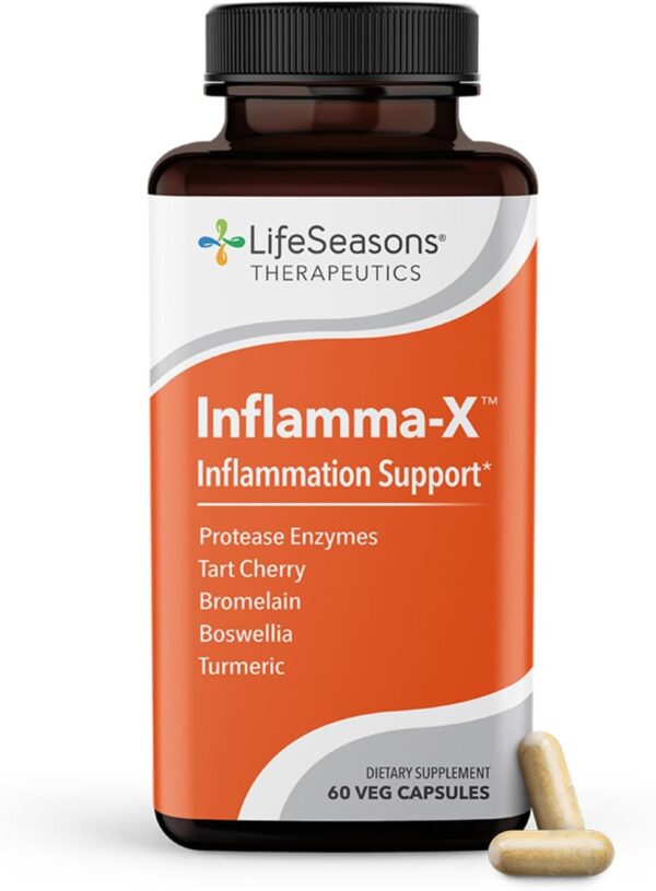 LifeSeasons Inflamma-X - Inflammation Support Supplement - Turmeric Boswellia & Bromelain - Soothes Aches & Chronic Discomfort - Reduces Swelling & Inflammatory Compounds - 60 Capsules