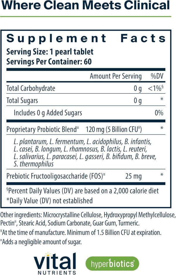 Hyperbiotics Vital Nutrients Pro-15 Pre + Probiotic | 15 Strains| Supports Occasional Constipation, Diarrhea, Gas & Bloating | Immune, Digestive & Gut Health | Shelf-Stable | Vegan | 60 Pearl Tablets - Image 5