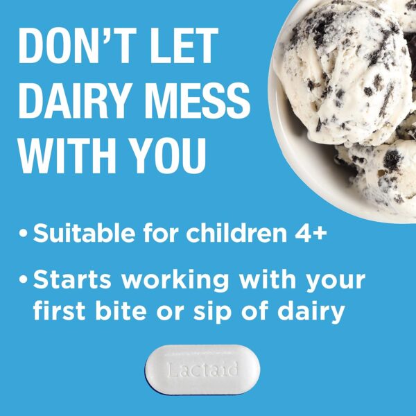 Lactaid Original Strength Lactose Intolerance Relief Caplets with Natural Lactase Enzyme, Dietary Supplement to Help Prevent Gas, Bloating & Diarrhea Due to Lactose Sensitivity, 120 ct - Image 5