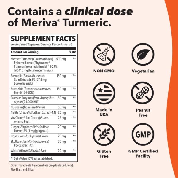 LifeSeasons Inflamma-X - Inflammation Support Supplement - Turmeric Boswellia & Bromelain - Soothes Aches & Chronic Discomfort - Reduces Swelling & Inflammatory Compounds - 60 Capsules - Image 2