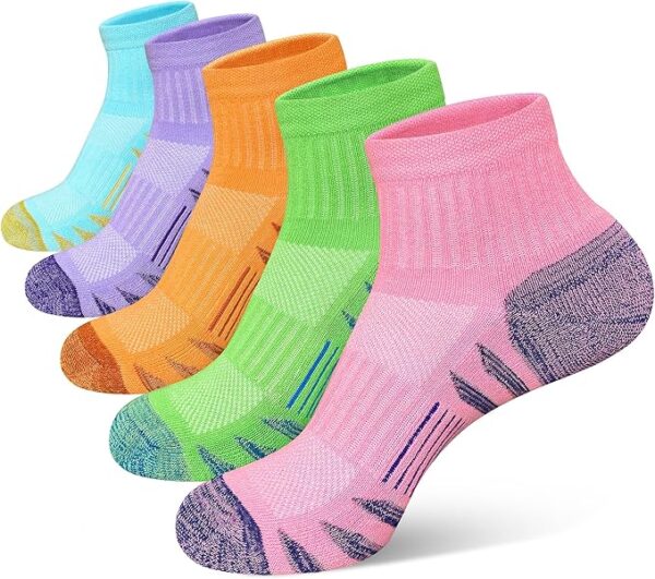 Womens Ankle Anti-blister Thick Cushioned Cotton Wicking Hiking Athletic Running Socks 5 Pairs