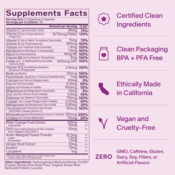 Prenatal Multivitamin | Conception, Pregnancy & Postpartum | Key Ingredients Including DHA, Folate & Iron | Expertly-Formulated & Tested | Designed for Absorption with Nausea Support, 60 Ct - Image 2