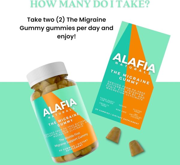 The Migraine Gummy - World's First Migraine & Headache Prevention Gummy for Migraine and Headache Relief - Magnesium Glycinate, Butterbur, Feverfew, CoQ10, Vitamin B2 400mg Riboflavin 400mg 60ct - Image 2