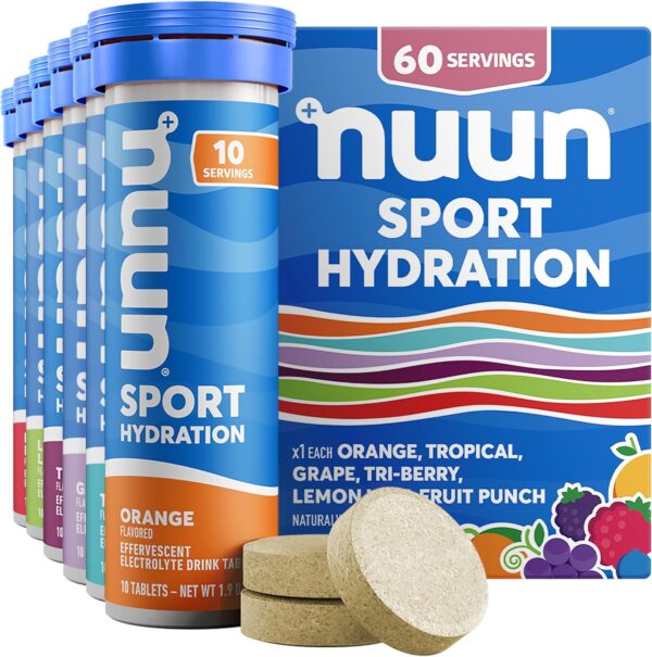 Nuun Sport: Electrolyte Drink Tablets, Pack, ( Servings), Variety, 6 Flavors, 10 Count (Pack of 6), 60 Count