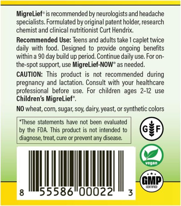 MigreLief Original Triple Therapy with Puracol - Nutritional Support for Migraine Sufferers - 60 Caplets/1 Month Supply - Image 4