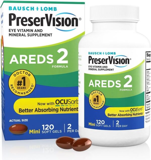 PreserVision AREDS 2 Eye Vitamin & Mineral Supplement, Contains Lutein, Vitamin C, Zeaxanthin, Zinc & Vitamin E, 120 Softgels (Packaging May Vary)