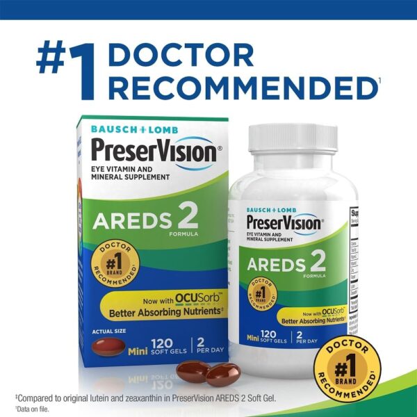 PreserVision AREDS 2 Eye Vitamin & Mineral Supplement, Contains Lutein, Vitamin C, Zeaxanthin, Zinc & Vitamin E, 120 Softgels (Packaging May Vary) - Image 3