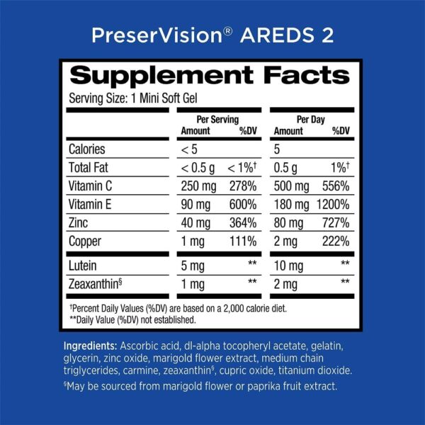 PreserVision AREDS 2 Eye Vitamin & Mineral Supplement, Contains Lutein, Vitamin C, Zeaxanthin, Zinc & Vitamin E, 120 Softgels (Packaging May Vary) - Image 2