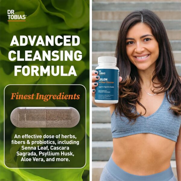 Dr. Tobias Colon 14 Day Cleanse, Advanced Gut Cleanse Detox for Women & Men with Cascara Sagrada, Psyllium Husk, Senna Leaf & Probiotics, Non-GMO Colon Cleanse, 28 Capsules 1-2 Daily - Image 7