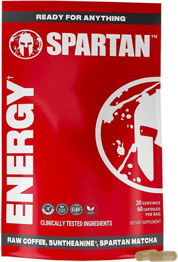 Spartan, Energy Capsules, Long-Lasting Energy The Way Mother Nature Intended, Proprietary Blend of Natural Caffeine, Suntheanine and Organic Matcha, 60 Count