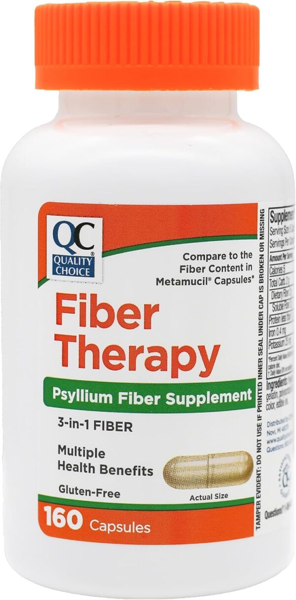 Quality Choice Daily Fiber Capsules for Regularity, 160 Count