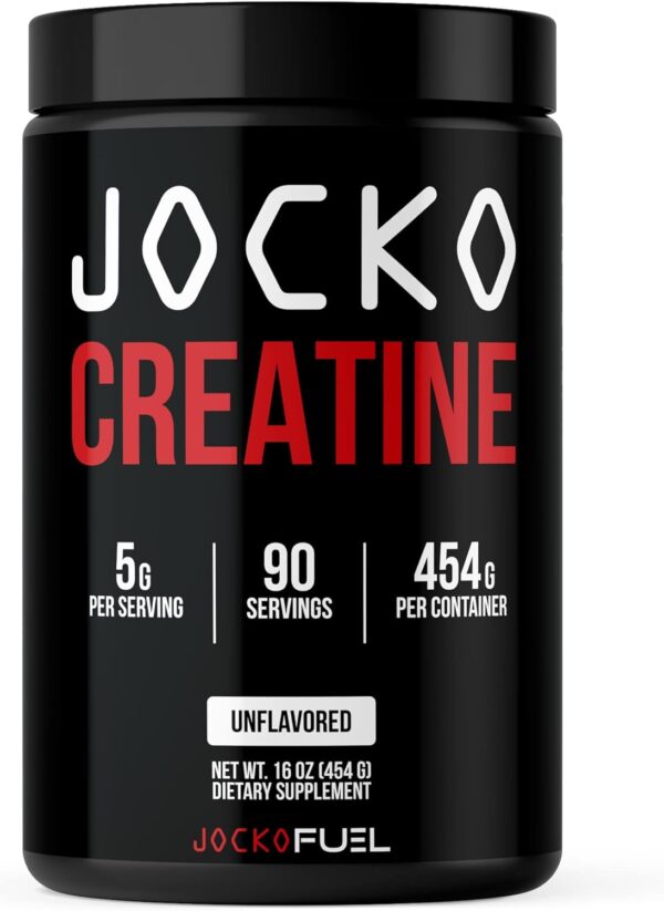 Jocko Fuel Creatine Monohydrate Powder - Creatine for Men & Women, Supplement for Athletic Performance & Muscle Health, 90 Servings 16 oz (Unflavored)