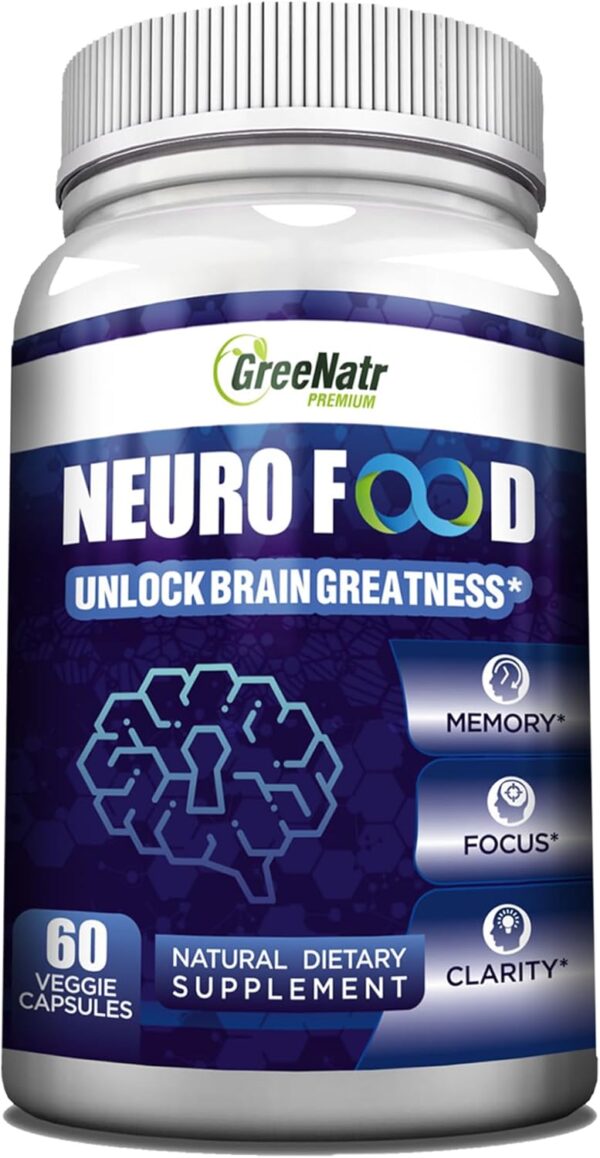 Brain Supplements for Memory and Focus - Ginko Biloba Capsules Brain Booster Supplement with B1, Folic Acid & Calcium - Memory Supplements for Cognitive & Brain Health 60 Capsules (1 Bottle)