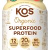 KOS Vegan Protein Powder Erythritol Free, Vanilla USDA Organic - Pea Protein Blend, Plant Based Superfood Rich in Vitamins & Minerals - Keto, Dairy Free - Meal Replacement for Women & Men, 28 Servings