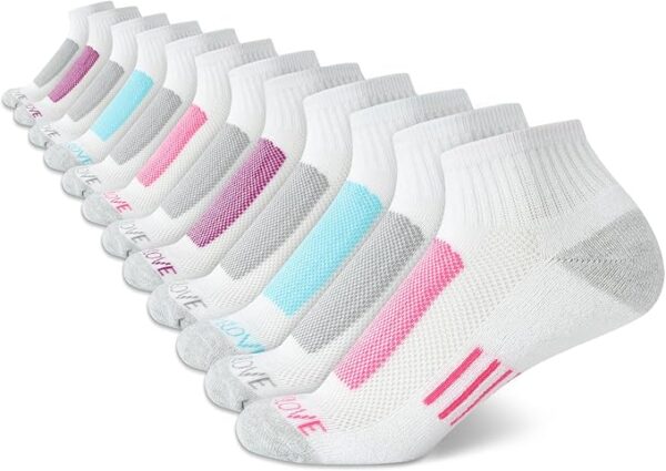 Body Glove Women's Socks - 12 Pack Performance Cushion Comfort Ladies Quarter Cut Ankle Socks - Athletic Socks for Women