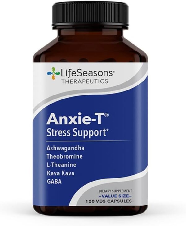 Anxie-T - Stress Relief Supplement - Supports Mood & Mental Focus - Feel Calm and Relaxed - Eases Tension & Nervousness - Ashwagandha, Kava Kava, GABA & L-Theanine - 120 Capsules