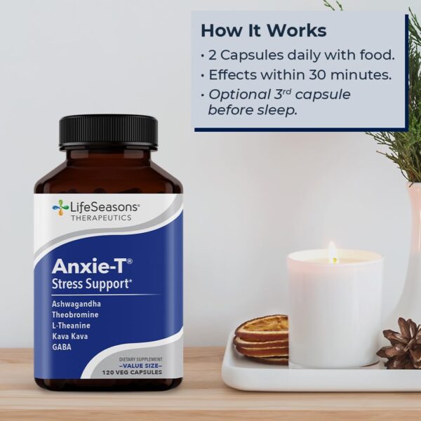 Anxie-T - Stress Relief Supplement - Supports Mood & Mental Focus - Feel Calm and Relaxed - Eases Tension & Nervousness - Ashwagandha, Kava Kava, GABA & L-Theanine - 120 Capsules - Image 6