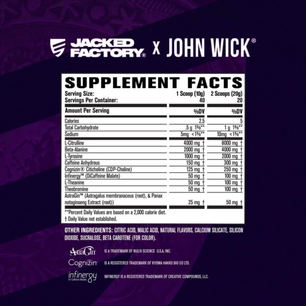 Jacked Factory X John Wick - Wick Mode Pre Workout Powder - Intense Energy, Battle-Ready Focus, Unstoppable Commitment, and Sheer Will - 40 Servings, Last Tropical Sunrise - Image 2