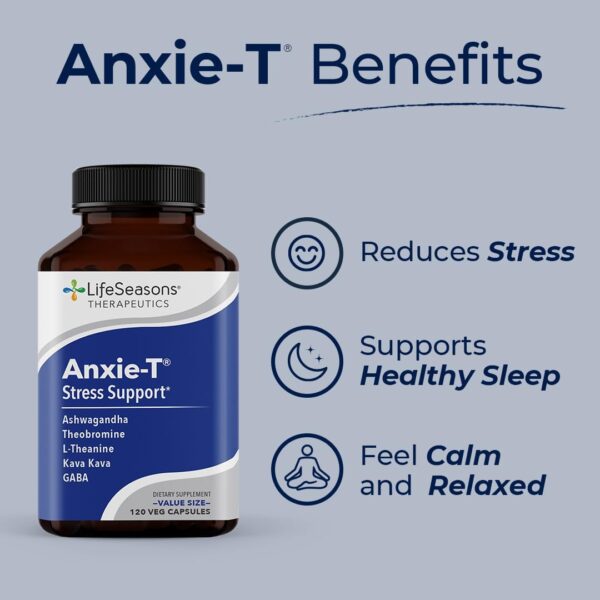 Anxie-T - Stress Relief Supplement - Supports Mood & Mental Focus - Feel Calm and Relaxed - Eases Tension & Nervousness - Ashwagandha, Kava Kava, GABA & L-Theanine - 120 Capsules - Image 5