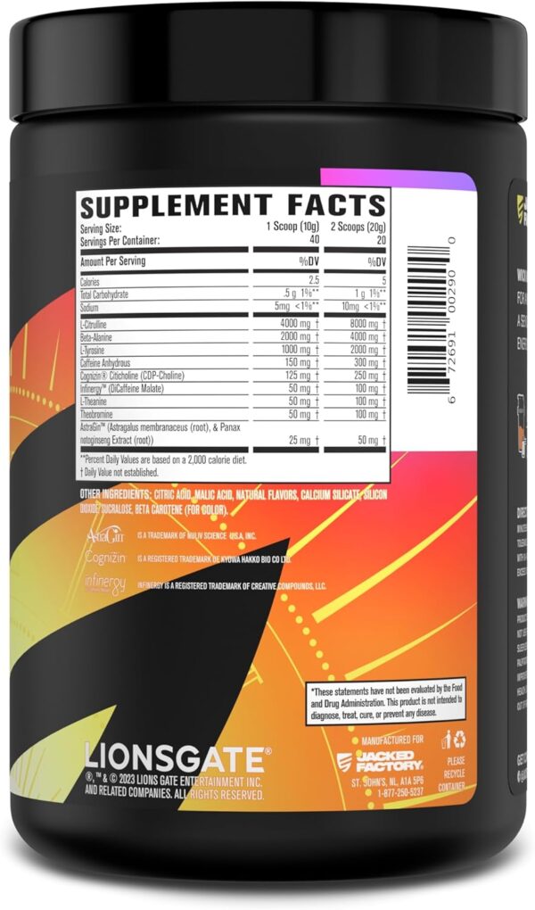 Jacked Factory X John Wick - Wick Mode Pre Workout Powder - Intense Energy, Battle-Ready Focus, Unstoppable Commitment, and Sheer Will - 40 Servings, Last Tropical Sunrise - Image 3