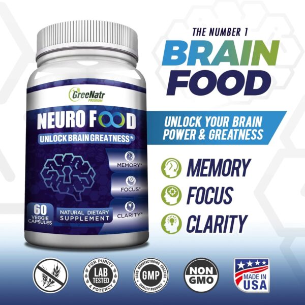 Brain Supplements for Memory and Focus - Ginko Biloba Capsules Brain Booster Supplement with B1, Folic Acid & Calcium - Memory Supplements for Cognitive & Brain Health 60 Capsules (1 Bottle) - Image 5