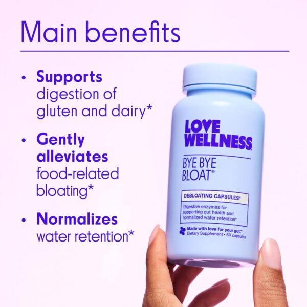 Love Wellness Bye Bye Bloat, Digestive Enzymes | Bloating Relief for Women | Helps Reduce Gas Relief & Water Retention | Supports Digestive Health with Fenugreek & Dandelion | 60 Count - Image 6