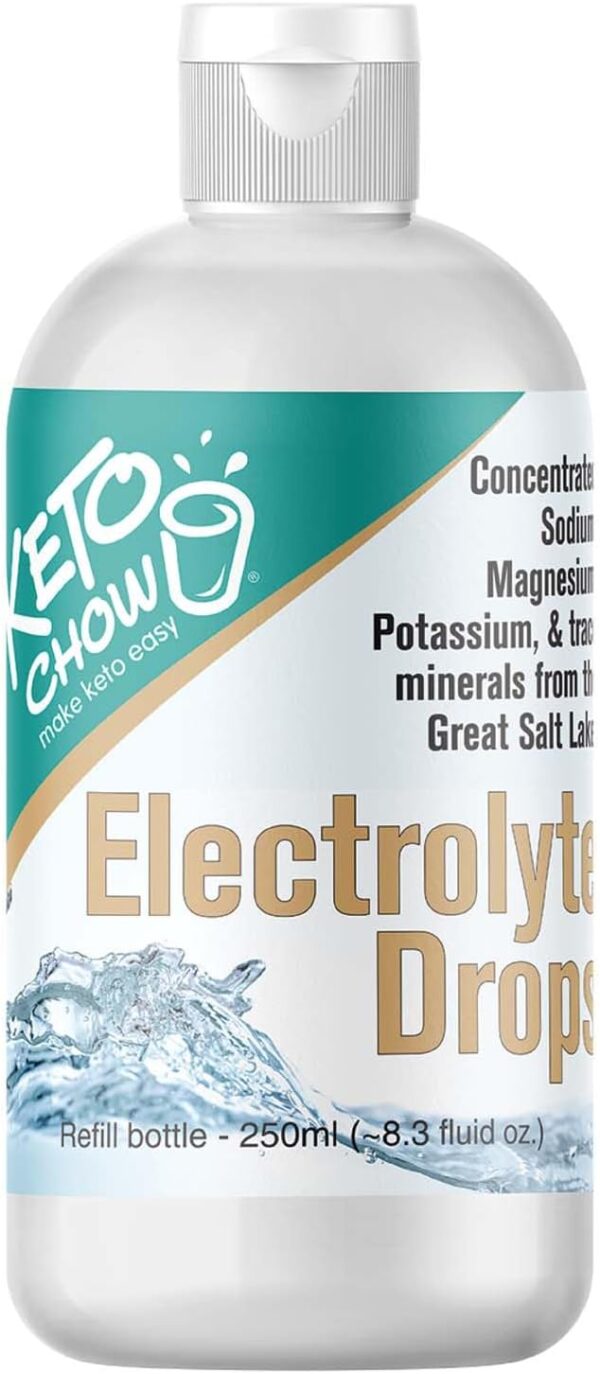 Keto Chow | Electrolyte Hydration Drops | Keto Diets & Intermittent Fasting | Immune Support | Gluten & Sugar Free | Paleo | Sodium, Magnesium, Potassium & Trace Minerals | Unflavored | 8.3 fl oz