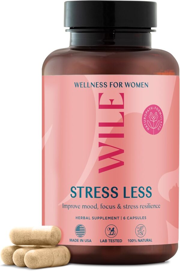 WILE Menopause & Perimenopause Supplements for Women with Ashwagandha - Stress Relief with Black Cohosh - Premenopausal Support for Improved Mood, Sleep, Hormone Balance - Vegan, 30 Servings