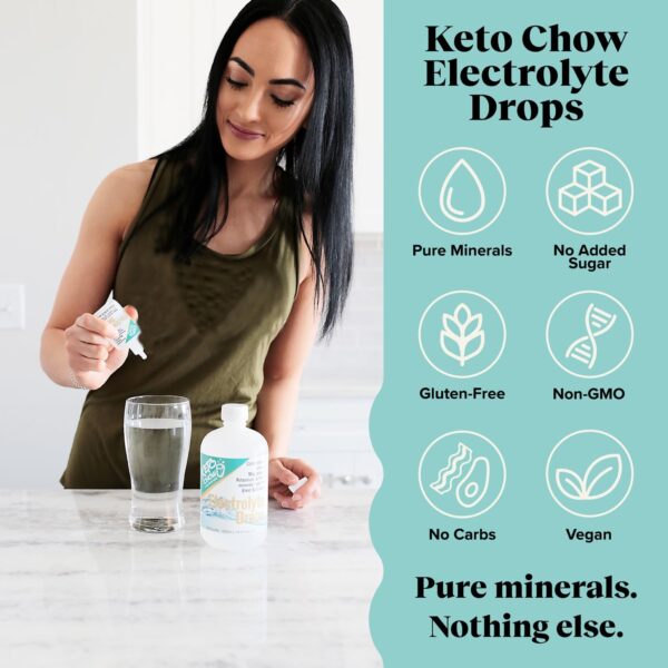 Keto Chow | Electrolyte Hydration Drops | Keto Diets & Intermittent Fasting | Immune Support | Gluten & Sugar Free | Paleo | Sodium, Magnesium, Potassium & Trace Minerals | Unflavored | 8.3 fl oz - Image 6