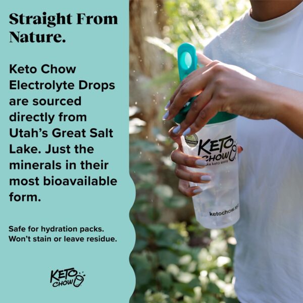 Keto Chow | Electrolyte Hydration Drops | Keto Diets & Intermittent Fasting | Immune Support | Gluten & Sugar Free | Paleo | Sodium, Magnesium, Potassium & Trace Minerals | Unflavored | 8.3 fl oz - Image 3