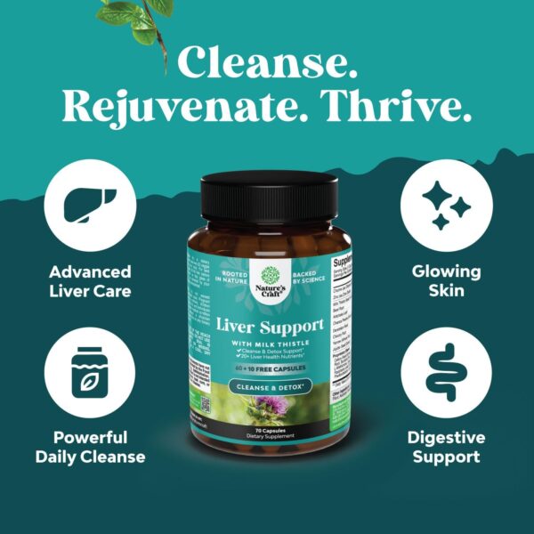 Liver Cleanse Detox & Repair Formula - Herbal Liver Support Supplement with Milk Thistle Turmeric Dandelion Root & Artichoke Extract for Liver Health - Silymarin Milk Thistle Liver Detox Capsules - Image 5