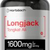 Horbäach Longjack Tongkat Ali 1600 mg | 120 Capsules | Longifolia Root Extract Powder | Maximum Strength Formula | Non-GMO, Gluten Free