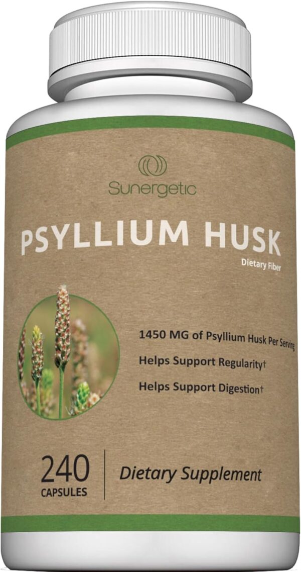 Premium Psyllium Husk Fiber Supplement 1450mg, 240 Capsules