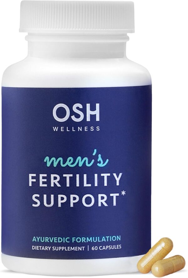 Ayurvedic Men's Fertility Support - Optimal Sperm Health, Quality, Volume, & Motility - Male Fertility Supplements with Ashwagandha, Mucuna, Maca, Shatavari, CoQ10 & Zinc Vegan 60 Count - OSH Wellness