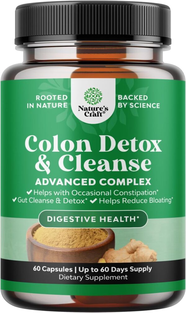 Colon Cleanser & Detox - Lactobacillus Acidophilus Probiotic Supplement Body Cleanse - Psyllium Husk Capsules Gut Health Supplement