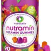 NUTRAMIN Daily Vegan Keto Multivitamin Gummies Vitamin C, D2, and Zinc for Immunity, Plant-Based, Sugar-Free, Nut-Free, Gluten-Free, with Biotin, Vitamin A, B, B6, B12 & More 90 Count, 45 Days