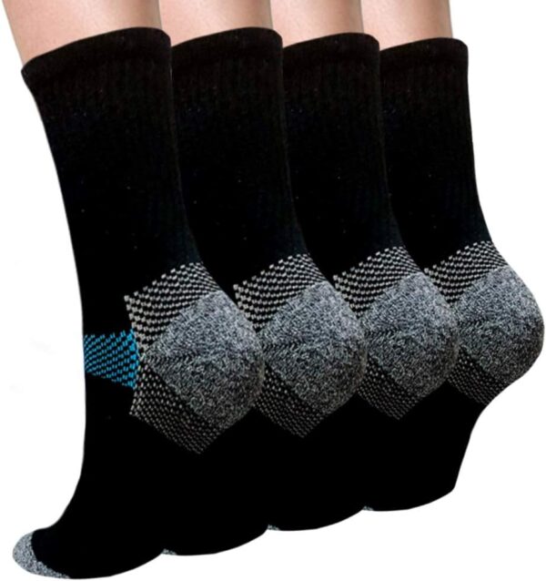 Iseasoo Compression Socks for Women & Men Circulation - Plantar Fasciitis Crew Socks Support for Athletic Running