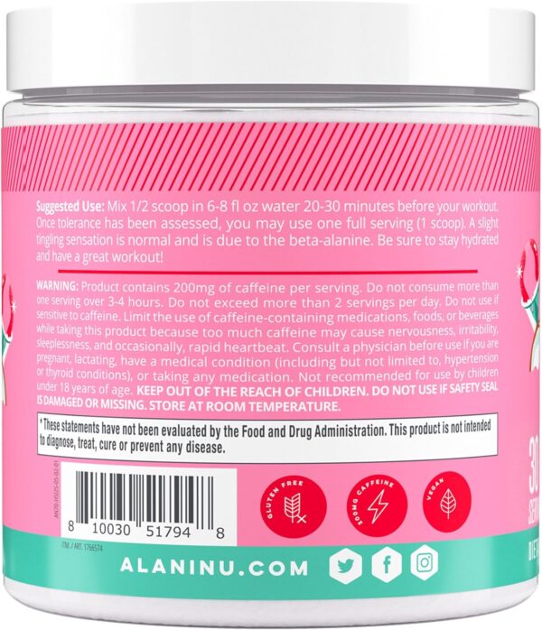 Alani Nu Pre Workout Powder Hawaiian Shaved Ice | Amino Energy Boost | Endurance Supplement | Sugar Free | 200mg Caffeine | L-Theanine, Beta-Alanine, Citrulline | 30 Servings - Image 2