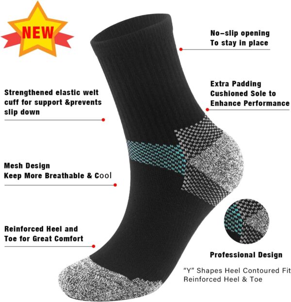 Iseasoo Compression Socks for Women & Men Circulation - Plantar Fasciitis Crew Socks Support for Athletic Running - Image 3