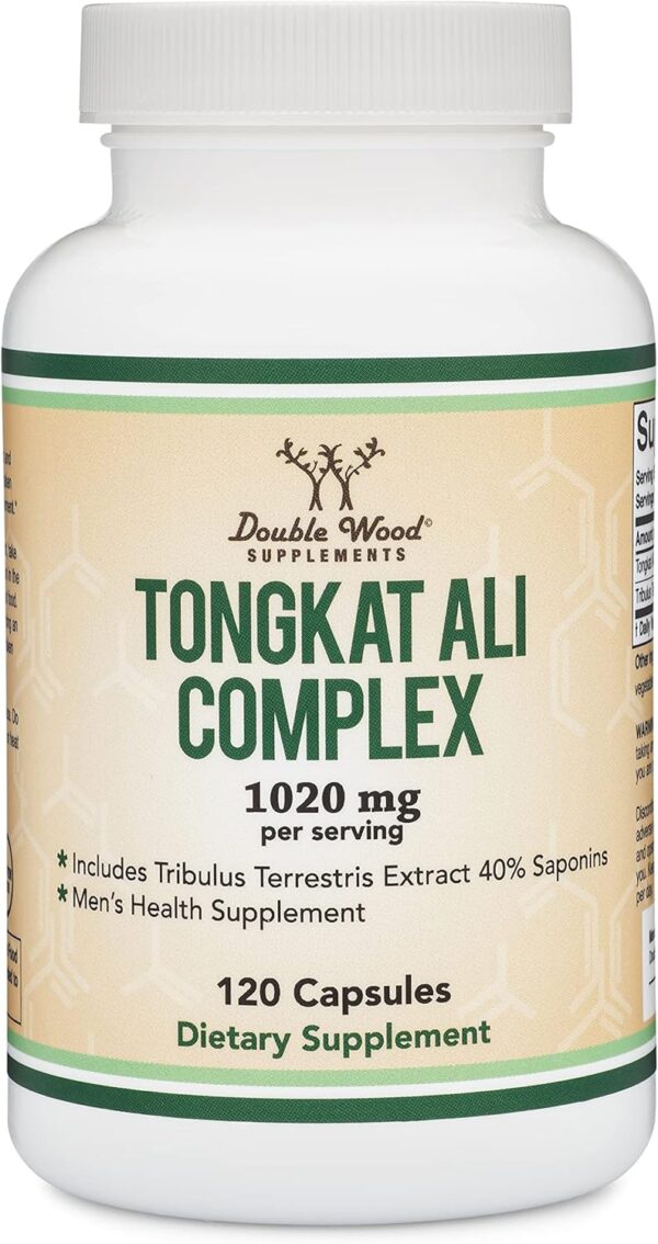 Tongkat Ali Extract 200 to 1 for Men (Longjack) Eurycoma Longifolia, 1020mg per Serving, 120 Capsules - Men's Health Support with 20mg Tribulus Terrestris (Third Party Tested) by Double Wood - Image 5