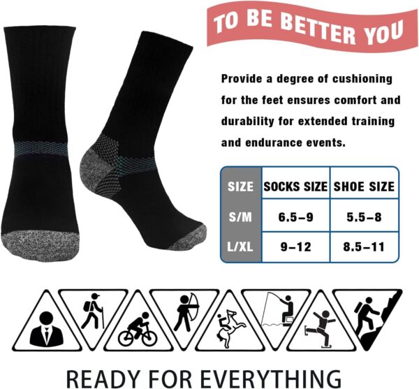 Iseasoo Compression Socks for Women & Men Circulation - Plantar Fasciitis Crew Socks Support for Athletic Running - Image 2