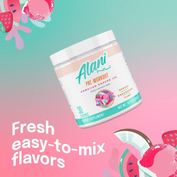 Alani Nu Pre Workout Powder Hawaiian Shaved Ice | Amino Energy Boost | Endurance Supplement | Sugar Free | 200mg Caffeine | L-Theanine, Beta-Alanine, Citrulline | 30 Servings - Image 4